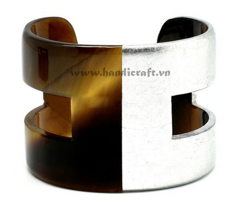 Horn & silver lacquer cuff bracelet