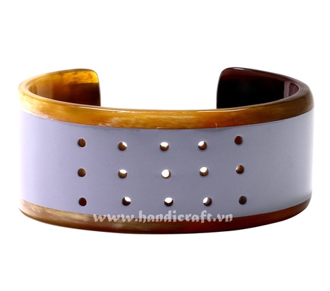 Horn & purple lacquer cuff bracelet