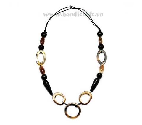 Horn circle & beaded with faux leather strand