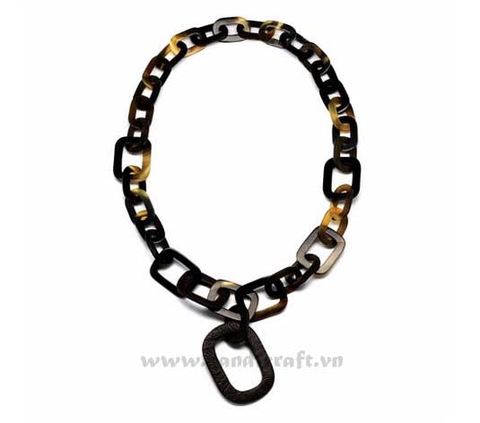 Oval & rectangular dark horn necklace