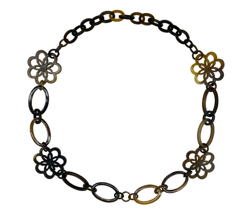 Oval & round horn link with flowers
