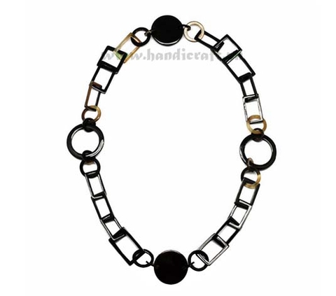 Round, square and rectangular horn necklace
