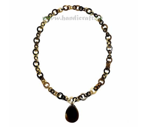 Small horn links with teardrop pendant