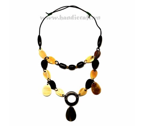Solid horn double layer necklace