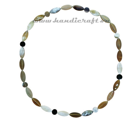Small long solid round & oval horn necklace