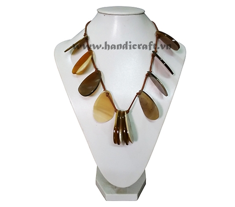 Waterdrop horn with faux leather necklace