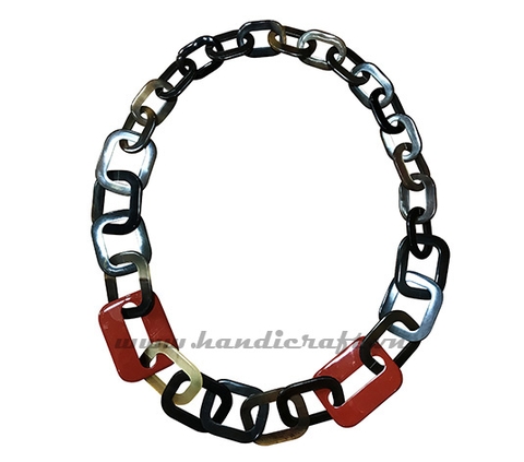 Rectangular horn with red leather