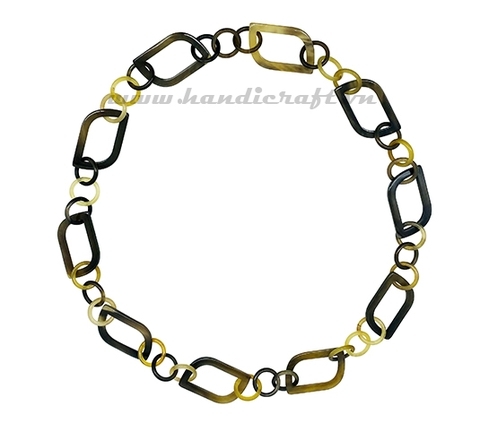Natural round and leaves horn links necklace