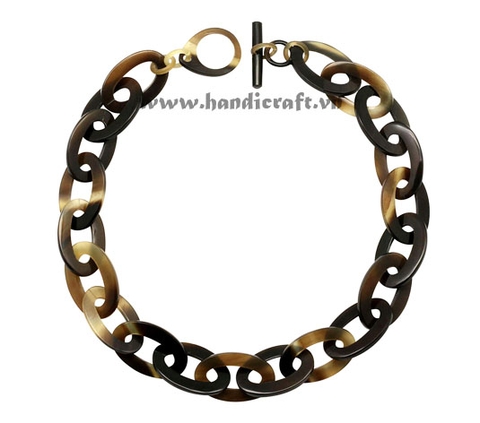 Dark oval horn links necklace