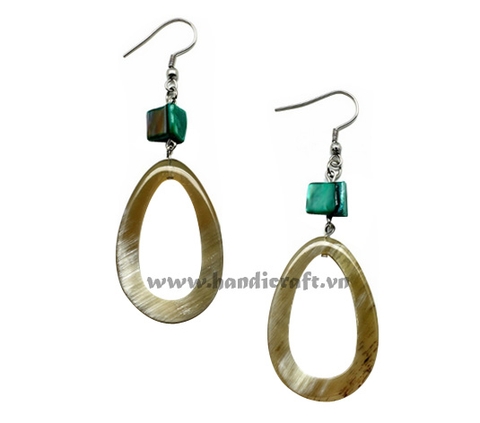 Horn & coral earrings