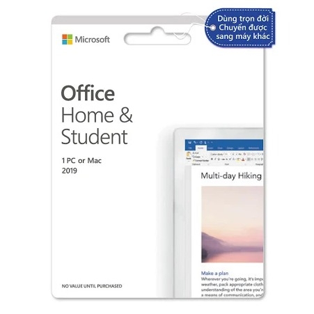 Phần mềm Office Home & Student 2019-Dùng vĩnh viễn-Dành cho 1 User-1 thiết bị-Word, Excel, PowerPoint (79G-05143)