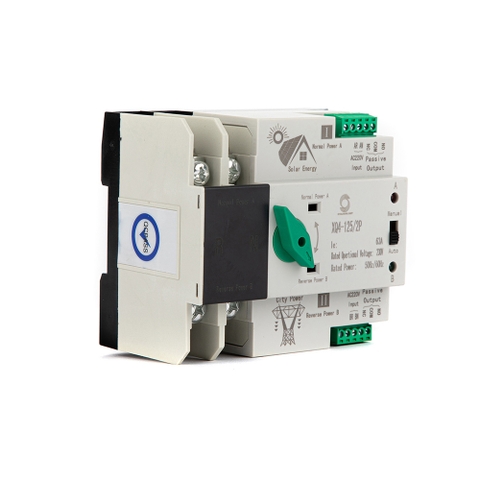 Bộ chuyển mạch tự động (ATS) điện xoay chiều 2 pha, công suất kép 63A 100A 125A 230V, bộ điều khiển thiết bị, công tắc chuyển mạch máy phát điện.