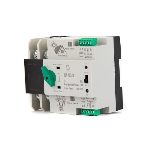 Bộ chuyển mạch tự động (ATS) điện xoay chiều 2 pha, công suất kép 63A 100A 125A 230V, bộ điều khiển thiết bị, công tắc chuyển mạch máy phát điện.