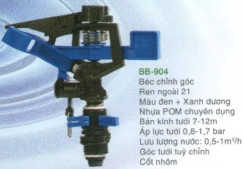 Béc tưới chỉnh góc BB904 1 tia RN21