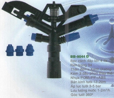Béc tưới BB 9044 Đ cánh đập 4 tia RT34