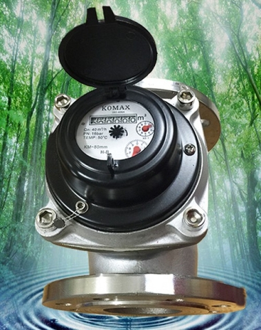 Đồng hồ nước komax thân inox DN65 nối bích