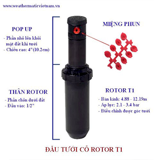 Vòi tưới phun sương rotor Pop-up T1