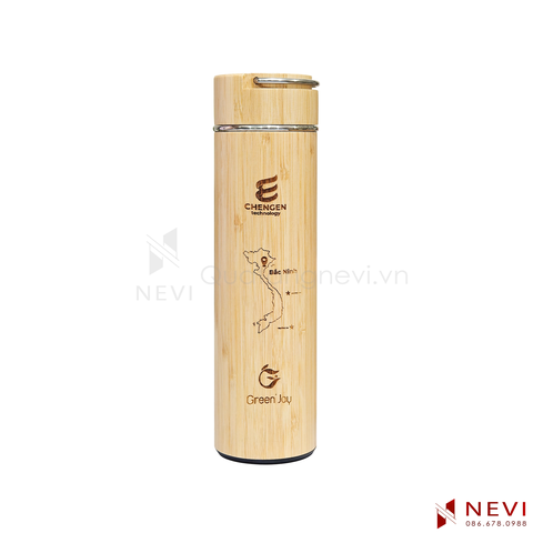 Bình Giữ Nhiệt Vỏ Tre Khắc Tên