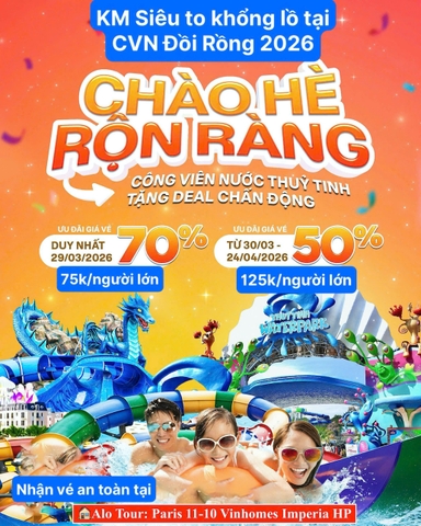 Giá vé công viên nước Thủy Tinh Đồi Rồng Đồ Sơn 2026 - ALO TOUR