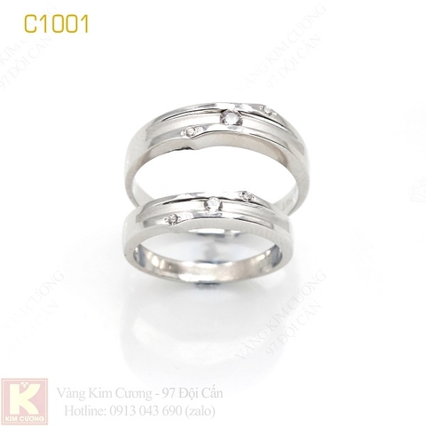 Nhẫn cưới vàng trắng 18k italy C1001