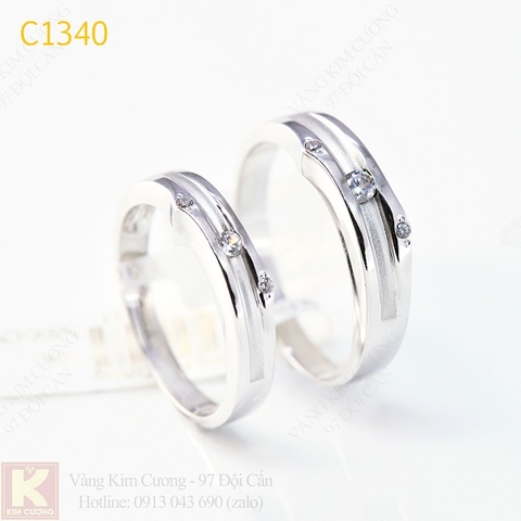 Nhẫn cưới kim cương italy 18k C1340
