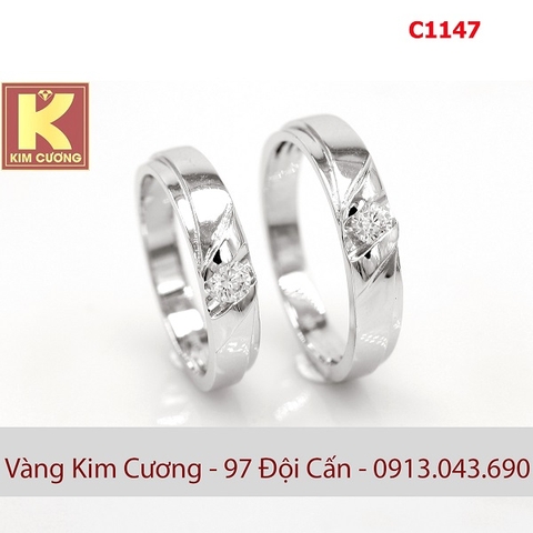 Nhẫn cưới vàng trắng 10k korea C1147