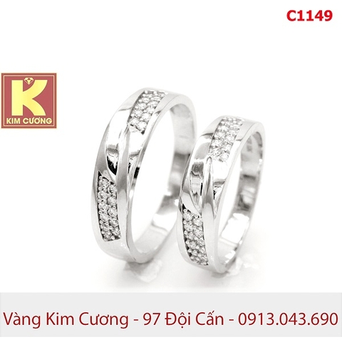 Nhẫn cưới vàng trắng 10k korea C1149