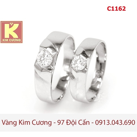 Nhẫn cưới vàng trắng 14k C1162