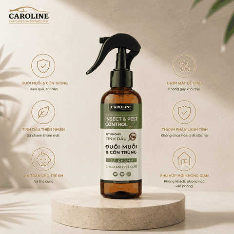 Chai Xịt Tinh Dầu Khử Mùi Ô Tô CAROLINE 260ml - Hương Thiên Nhiên Cao Cấp, Đuổi Chuột, Côn Trùng.