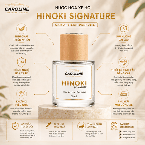 Nước Hoa Xe Hơi CAROLINE Cao Cấp (50ml/100ml) - Hương HINOKI Khử Mùi Hiệu Quả, Lưu Hương Lâu