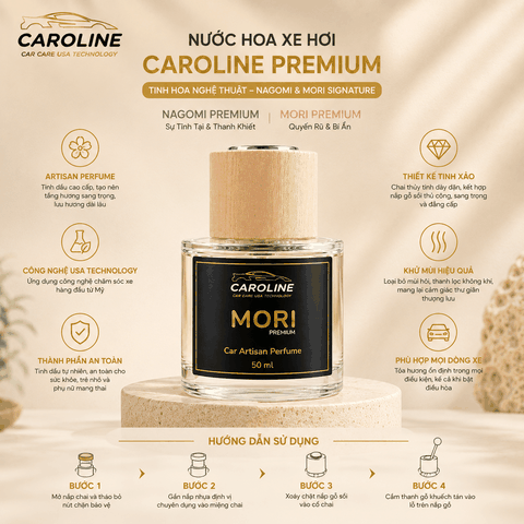 Nước Hoa Xe Hơi CAROLINE Premium 50ml/100ml - Dòng Nghệ Thuật MORI Sang Trọng, Lưu Hương Dài Lâu, Khử Mùi Ô Tô
