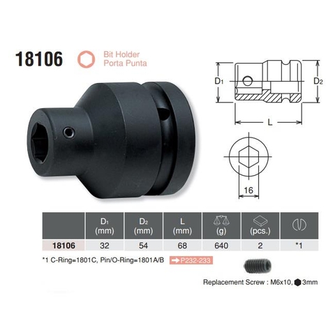 Đầu lục giác khẩu 1 inch 18106.16