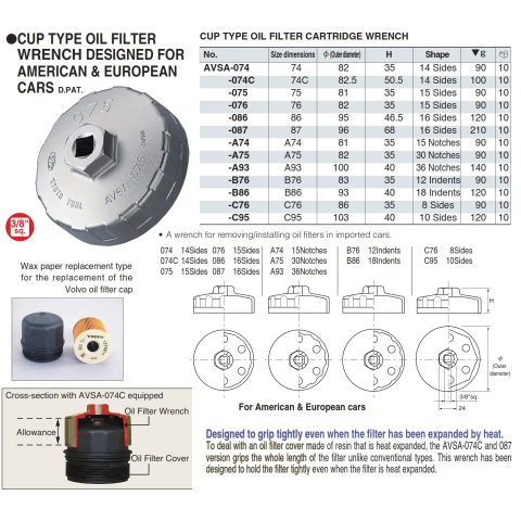 Bát tháo cốc lọc dầu AVSA