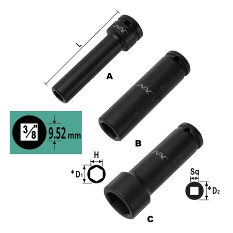 Đầu khẩu 3/8 dài NAC 31270