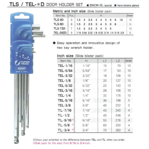 Bộ lục giác hệ inch TEL-S9ZD