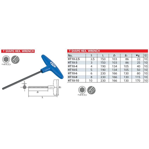 Lục giác chìm chữ T cán nhựa KTC HT10