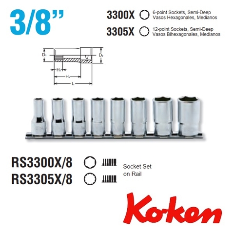 Bộ đầu khẩu 3/8 inch Koken RS3300X/8