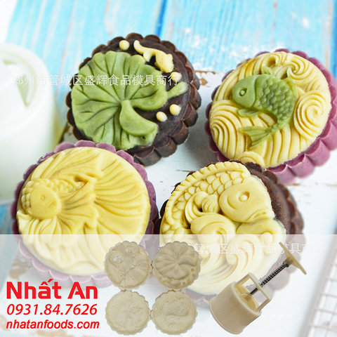 Khuôn trung thu 4 mặt Cá Sen 125gr