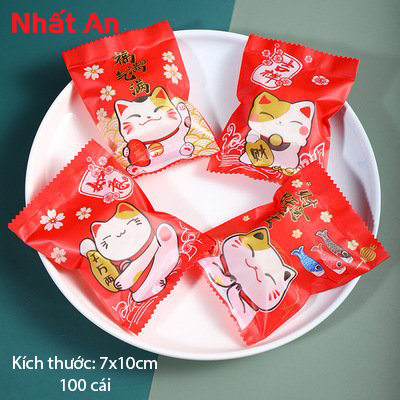 Túi hàn miệng MÈO THẦN TÀI 7x10cm