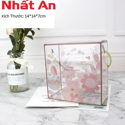 Hộp nhựa vuông đựng bánh kẹo 14x7cm
