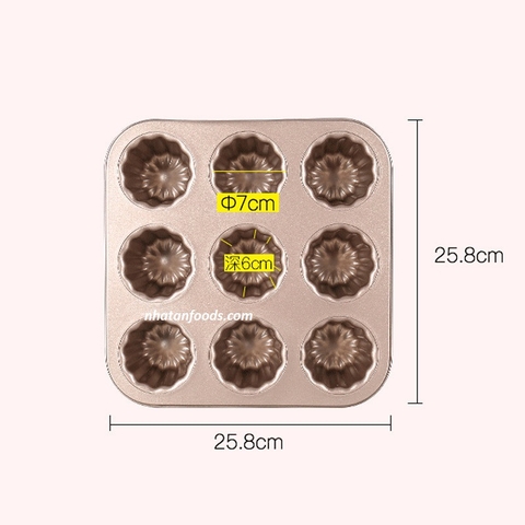 Khuôn nướng bánh Canneles chống dính, cao 5.5cm