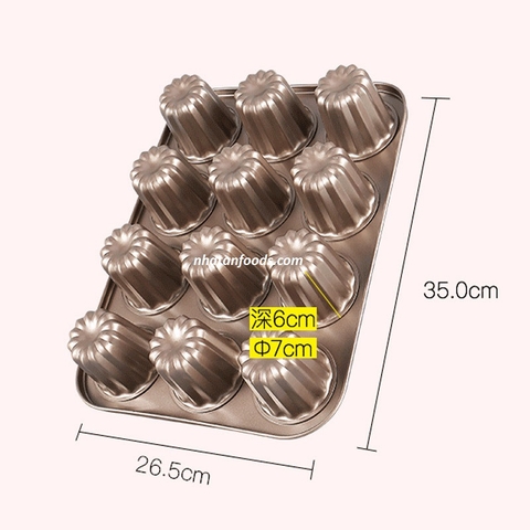 Khuôn nướng bánh Canneles chống dính, cao 5.5cm