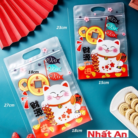 Túi zip Mèo Tài Lộc (có 2 size)