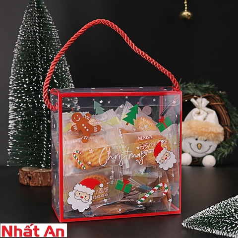 Hộp nhựa vuông Noel 14x7cm