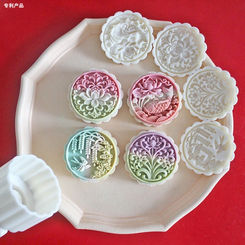Khuôn Trung Thu 4 mặt chim cá sen 125gr