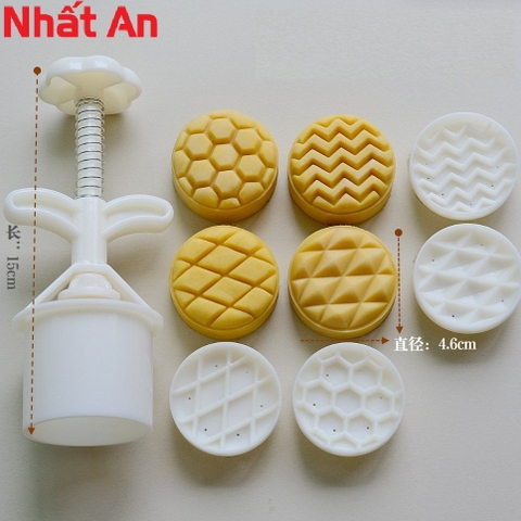 Khuôn Trung Thu 4 mặt họa tiết kẻ sọc 75gr