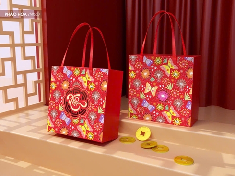 Hộp tết kẹo mứt nhỏ pháo hoa