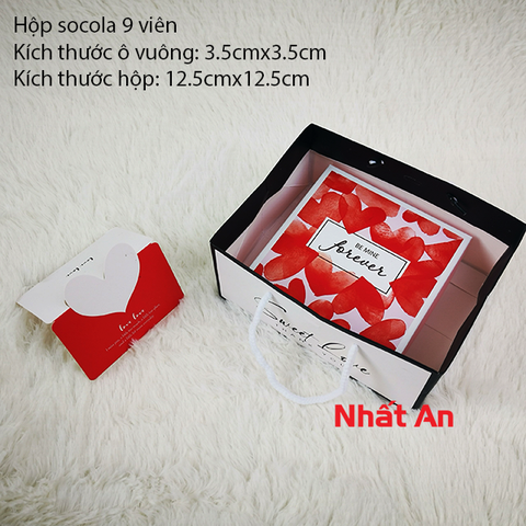 Hộp giấy đựng socola 9 viên (Có 4 mẫu) - Giá không kèm túi và tem