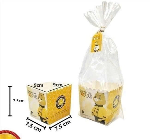 Túi đựng bánh kẹo kèm khay giấy gấu vàng 100 túi