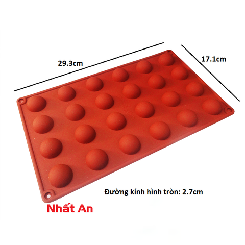 Khuôn silicone 24 nửa hình tròn 2.7cm